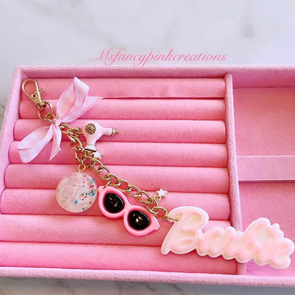 Barbie handmade pink keychain.